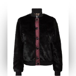 Hunter Faux Fur Black Bomber Teddy Jacket in XS